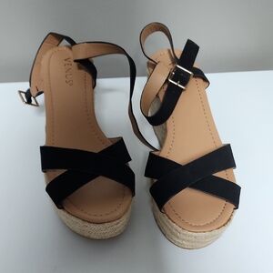 VENUS Black and Tan Espadrille Sandals
